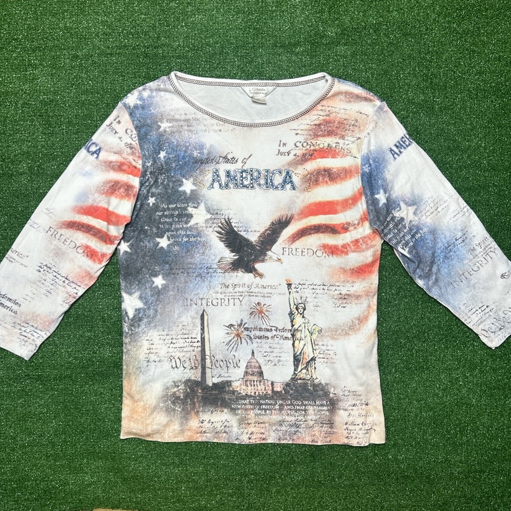 Y2K American Flag All Over Print Long Sleeve Top